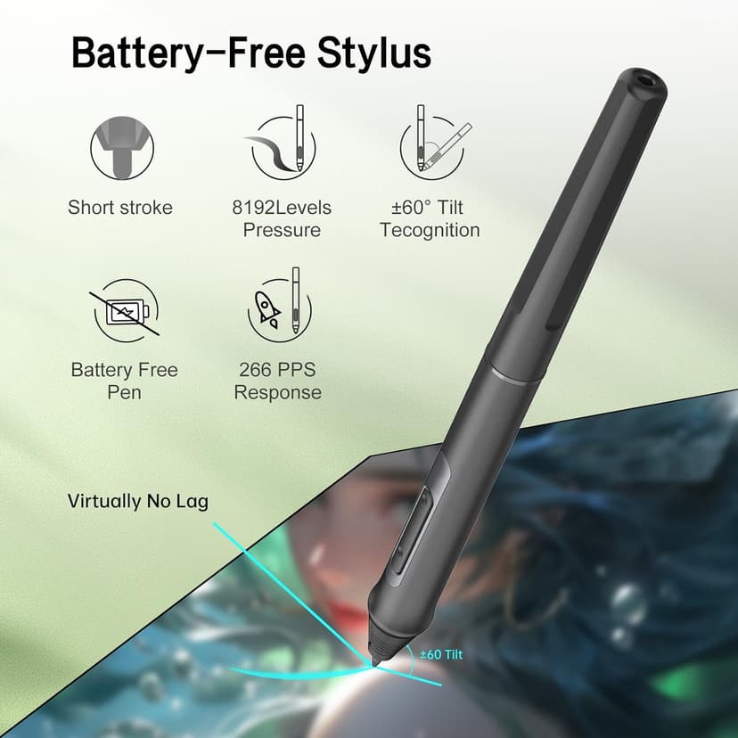 Bisofice Drawing Tablet with Screen, Graphics Tablet with Battery-Free Stylus, 11.6 inch Full-Laminated Graphic Drawing Monitor for Design, Digital Art, Illustration, Photo Editing, Support Win & Mac