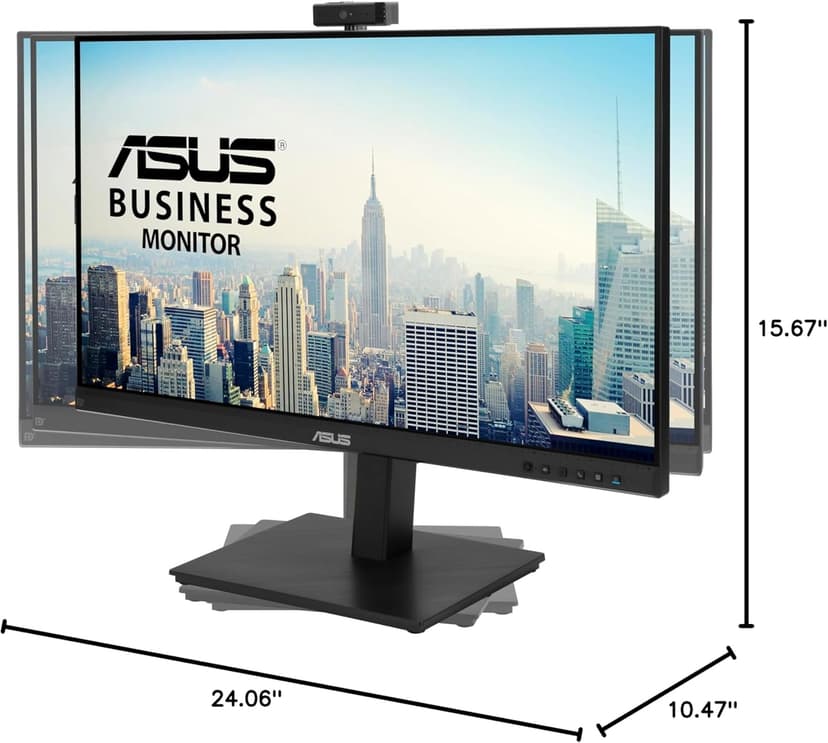 ASUS 27” 1080P Video Conference Monitor (BE279QSK) - Full HD, IPS, Built-in Adjustable 2MP Webcam, Mic Array, Speakers, Eye Care, Wall Mountable, Frameless, HDMI, DisplayPort, VGA, Height Adjustable