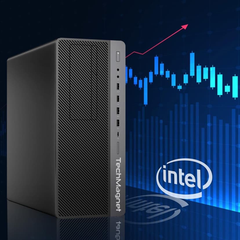 TechMagnet Trading Desktop PC, Intel Core i5 9th Gen, 16GB RAM, 512GB SSD + 4TB HDD, 4 New 22” LED Monitors, 2 Network Cards, Trading Platform Support, MTG Keyboard & Mouse Win 11 (Renewed)