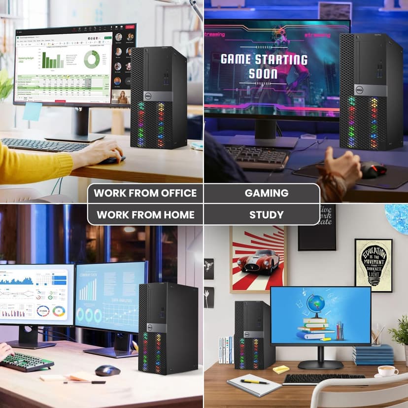 Dell RGB Gaming Tower Computer - Intel Core i7 6th Gen, NVIDIA GTX 1050 Ti 4GB GDDR5, 16GB Ram, 512GB SSD, Prebuilt Gaming Desktop PC with Built-in WiFi & RGB Set, Windows 10 Pro (Renewed)