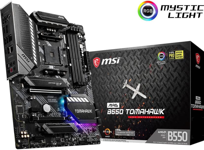 msi MAG B550 TOMAHAWK Gaming Motherboard (AMD AM4, DDR4, PCIe 4.0, SATA 6Gb/s, M.2, USB 3.2 Gen 2, HDMI/DP, ATX, AMD Ryzen 5000 Series processors)