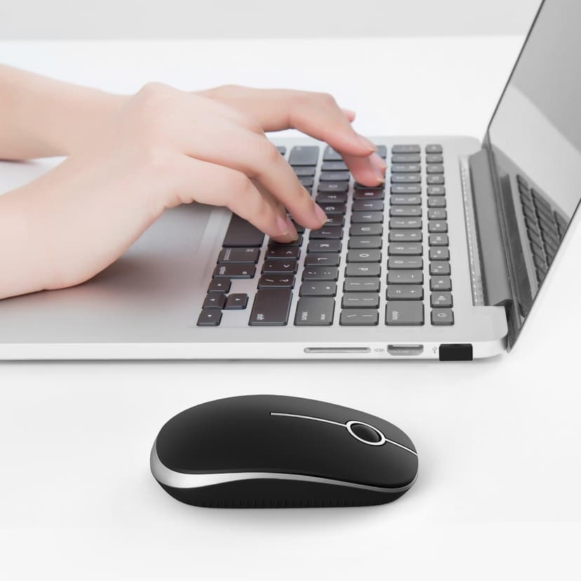 Vssoplor Wireless Mouse, 2.4G Slim Portable Computer Mouse with Nano Receiver Quiet Silent Optical Laptop Mouse for Notebook, PC, Laptop, Computer-Black and Silver