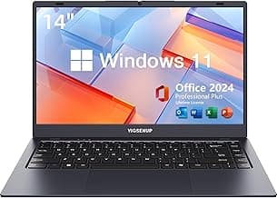 Laptop with MS Office Pro Plus 2024, 14 inch HD Display Laptop Computer, Quad-Core N5095 Up to 2.9 GHz, 8GB RAM 128GB SSD Laptops, 2.4G/5G WiFi, BT 5.0, USB 3.0, Webcam, Long Battery Life