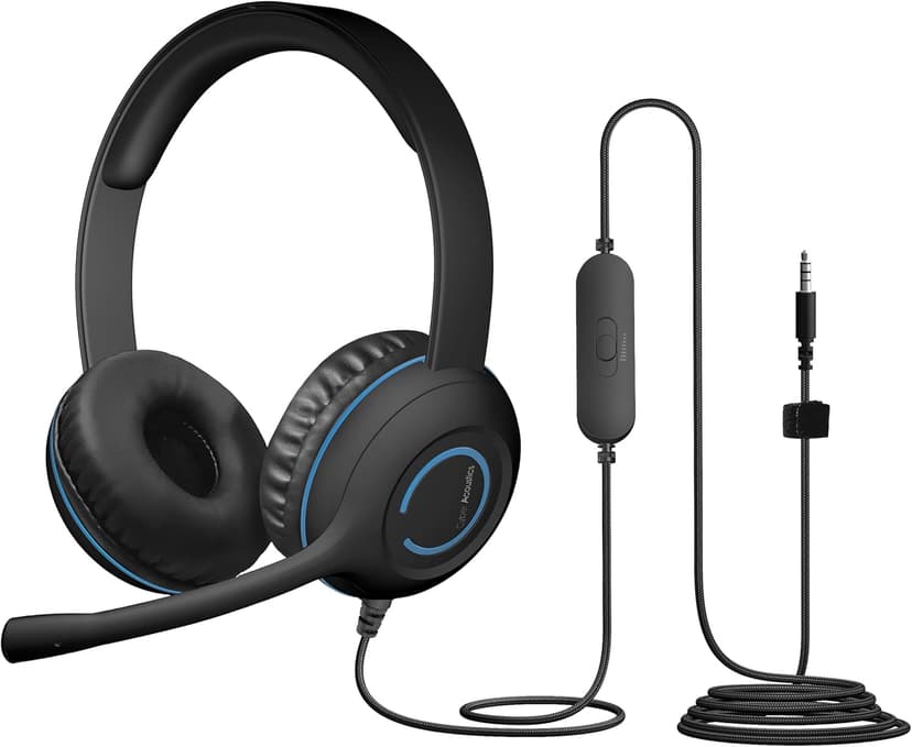 Cyber Acoustics 3.5mm Stereo Headset (AC-5002) with Noise Canceling Microphone for PCs, Tablets, and Cell Phones in The Classroom or Home