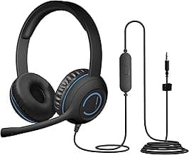 Cyber Acoustics 3.5mm Stereo Headset (AC-5002) with Noise Canceling Microphone for PCs, Tablets, and Cell Phones in The Classroom or Home