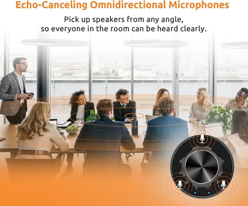 TOUCAN 360-Degree Video Conference Camera, 1080p HD Webcam with 4 Noise Reduction Mics, Speaker, AI Tracking, Works with Zoom, Google Voice, Microsoft Teams and More, for PC/Mac/Laptop/MacBook/Tablet