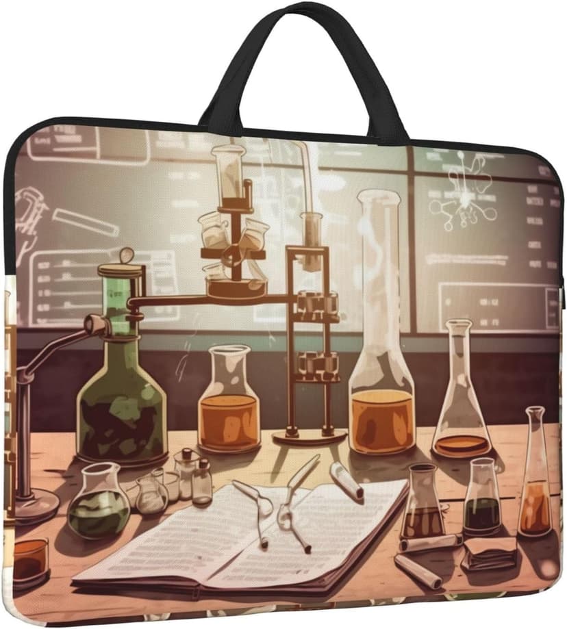 Chemistry Lab Laptop Case Sleeve 14 inch Shockproof Protective Notebook Case Travel Laptop Bag with Handle Waterproof Computer Cover Briefcase Handbags for Men Women