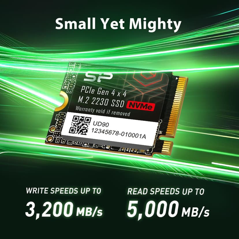 Silicon Power SU01KGBP44UD9007MM SSD UD90 2230 NVMe 4.0 Gen4 PCIe M.2 R/W up to 5000/3200MB/s Compatible with Steam Deck