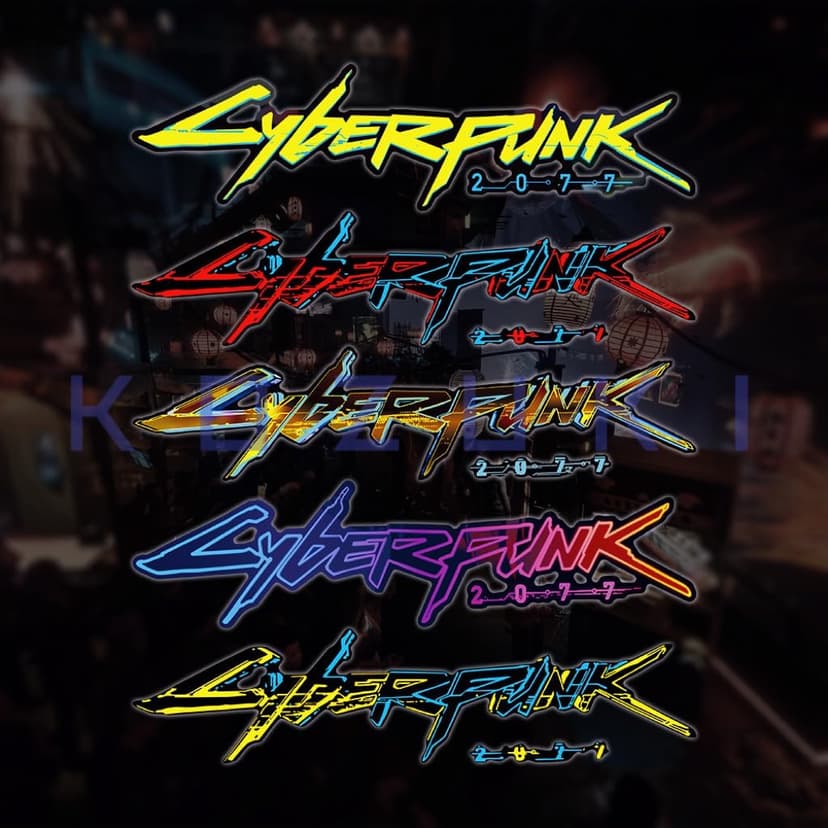 Vinyl Sticker Cyberpunk Decal Water Proof Reflective for Car, Laptop (Red+Blue)