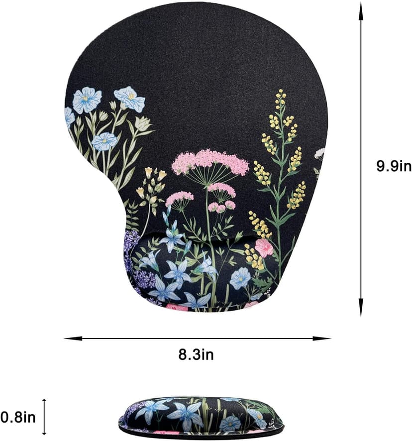 Mouse Pad with Wrist Support, Ergonomic Mouse Pads with Memory Foam Wrist Rest, Easy Typing Pain Relief, Comfortable Home Office Computer Wrist Support Pads for Working Studying Gaming, Flowers-01