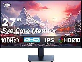 27 Inch QHD Computer Monitor, 2K 100Hz IPS Gaming Monitor, 1440P Frameless Eye Care PC Office Monitor with HDMI/DP, FreeSync & G-Sync, HDR10, VESA, Tilt Adjustable