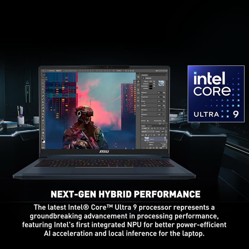 MSI Stealth 16 AI Studio 16” 240Hz QHD+ Gaming Laptop: Intel Core Ultra 9, NVIDIA Geforce RTX 4060, 32GB DDR5, 1TB NVMe SSD, Thunderbolt 4, Cooler Boost Trinity+, Win 11 PRO: Star Blue A1VFG-028US