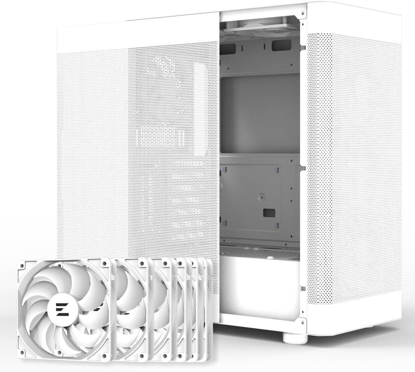 Zalman i4 Airflow Full Mesh Mid Tower ATX Desktop PC Case, 6 x 120mm Quiet Fans Pre-Installed, Vertical GPU Mount & 360mm Radiator Support, White