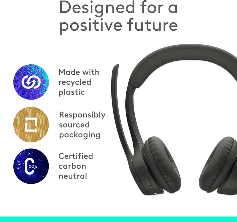 Logitech Zone 301 Wireless Bluetooth Headset with Noise-Canceling Microphone, Compatible with Windows, Mac, Chrome, Linux, iOS, iPadOS, Android – Graphite