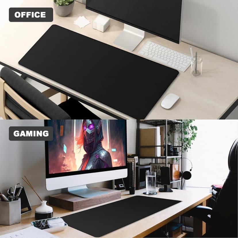Large Mouse Pad, Desk Mat Office Desk Pad Gaming Mouse Pad with Stitched Edges, 31.5" x 15.7" Mousepad with Non-Slip Waterproof Rubber Base for PC Laptop Desk Home Office Accessories, Black