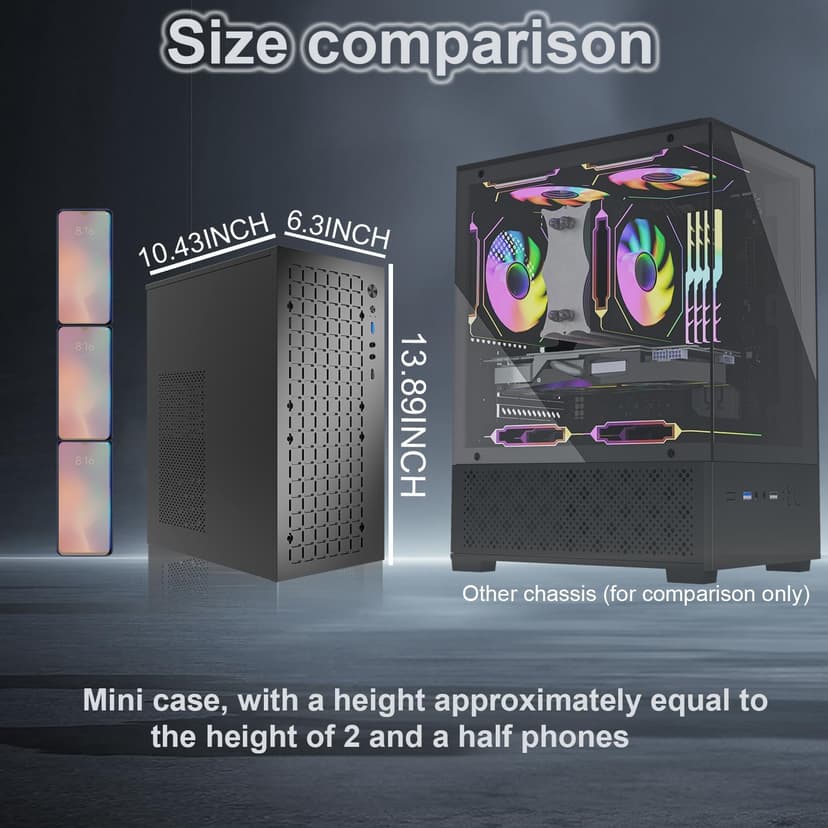 matx case,itx case,High Airflow Micro ATX PC Case, Support MATX, Mini-ITX, Micro ATX case Slim with USB3.0x1 I/O Port, Black Without Fans