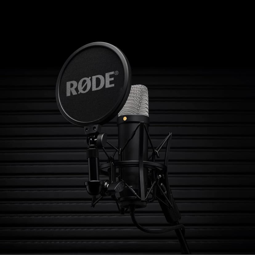 RØDE NT1 5th Generation Large-diaphragm Studio Condenser Microphone with XLR and USB Outputs, Shock Mount and Pop Filter for Music Production, Vocal Recording and Podcasting (Black)