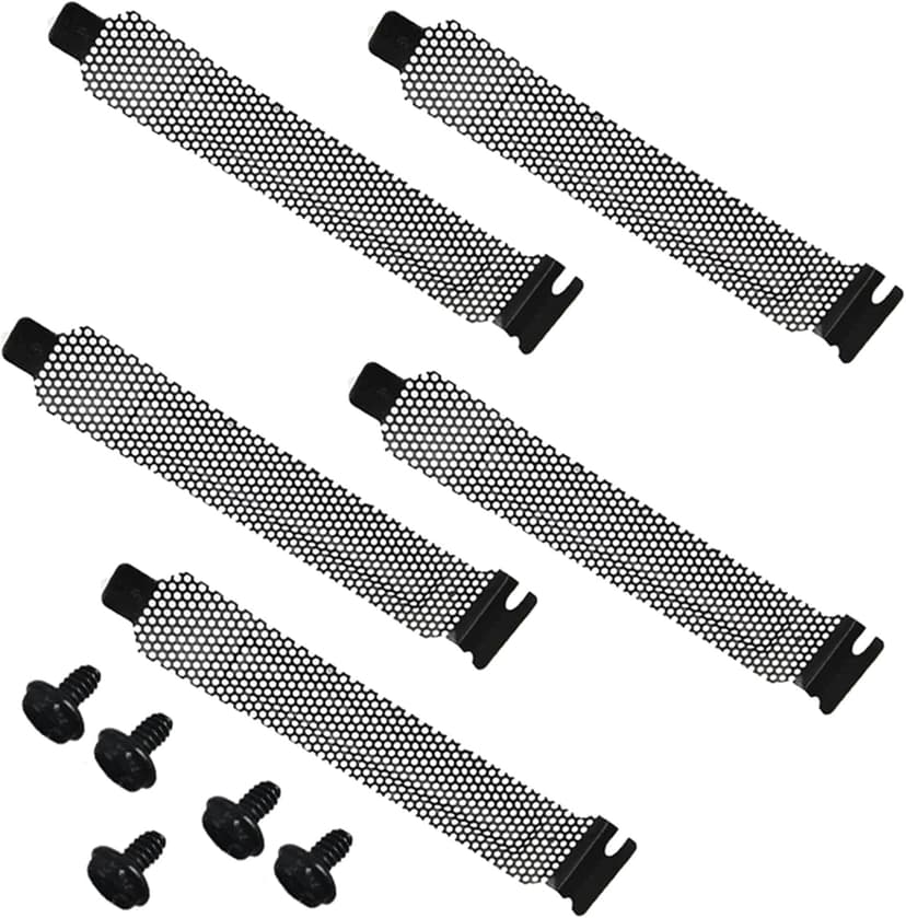 ljhnba Pack of 5 Computer PCI Strips Black PCI Slot Covers with Screws for Computer Case Graphics Card Accessories
