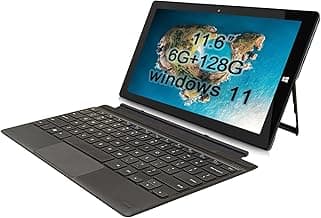 Windows Tablet with Keyboard, 11.6 inch 2-in-1 Tablets Laptops Touchscreen Windows 11, Intel Celeron, 1920 * 1080 IPS 6GB RAM 128GB EMMC 2.4G/5G WiFi Bluetooth HDMI USB