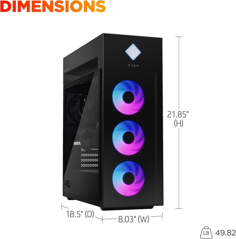 HP OMEN 45L Gaming Desktop, Intel Core Ultra 9 285K, 64 GB RAM, 2 TB SSD, NVIDIA GeForce RTX 5090, Windows 11 Pro, Microsoft Copilot, Tempered Glass, GT22-3090 (2025)