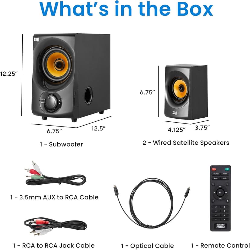 Acoustic Audio by Goldwood Bluetooth 2.1 Speaker System 2.1-Channel Home Theater Speaker System, Black (AA2170)