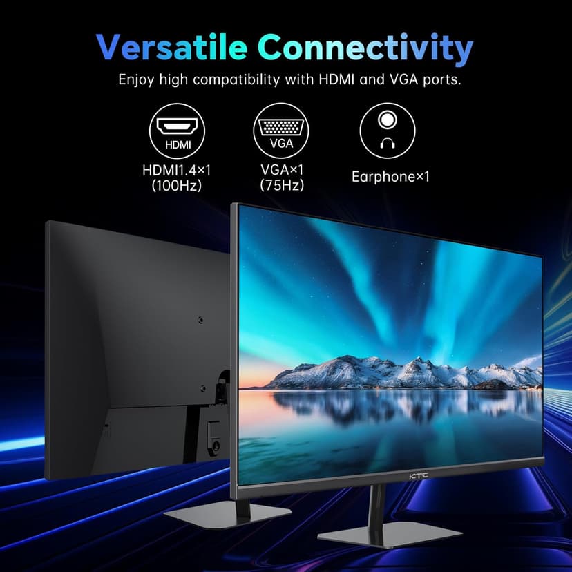 24.5 Inch FHD 100Hz IPS Computer Monitor, 1080P Eye Care PC Gaming Monitor, Adaptive-Sync, Low Blue Light, HDR, VESA Mount with HDMI VGA for Home Office, H25B7