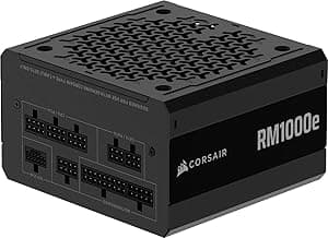 CORSAIR RM1000e (2025) Fully Modular Low-Noise ATX Power Supply with 12V-2x6 Cable – ATX 3.1 & PCIe 5.1 Compliant, Cybenetics Gold Efficiency, 105°C-Rated Capacitors, Modern Standby Mode – Black