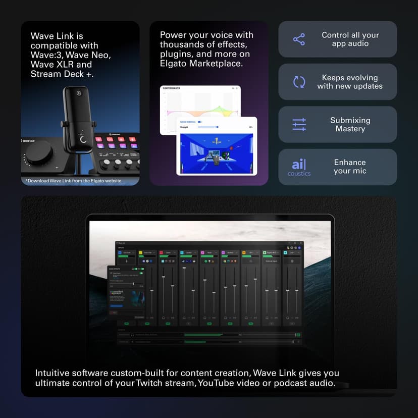 Elgato Stream Deck +, Audio Mixer, Production Console and Studio Controller for Content Creators, Streaming, Gaming, with customizable touch strip dials and LCD keys, works with Mac and PC