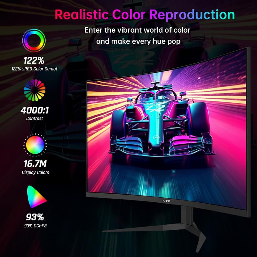 32 Inch 240Hz Curved Gaming Monitor, 2K 1440P Computer PC Monitor with 1000R 1ms Frameless, Adaptive Sync,122% sRGB, HDMI, DisplayPort, Tilt Adjustable, H32S25E