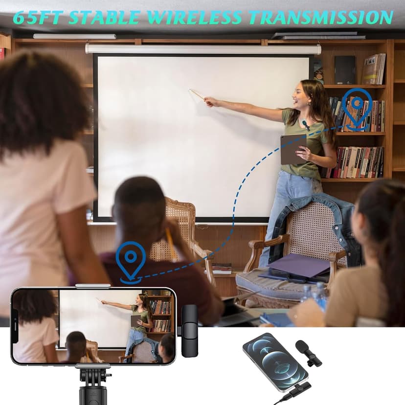 Microphone for iPhone, 2 Pack Wireless Microphones, Mini Mic, Lavalier, Recording Lapel Mic, Plug-Play, Clip On Microphone with Noise Reduction for Interview/Tiktok (for iPhone14 and Below)