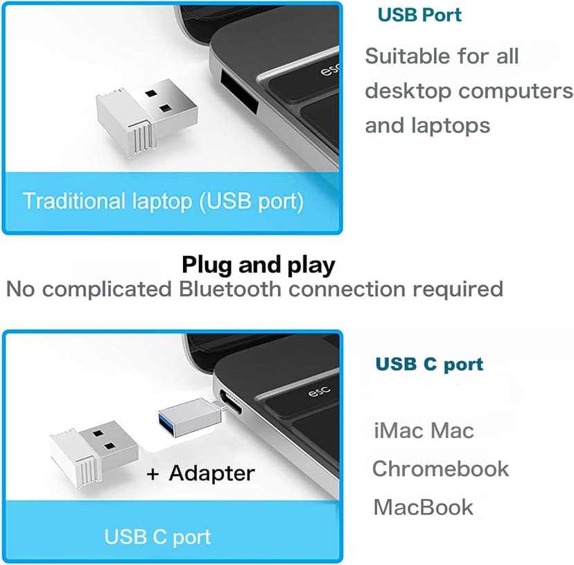 Bluetooth Wireless Mouse for Laptop mac MacBook ipad MacBook air MacBook pro pc Desktop Computer Windows Chromebook Notebook (Silver)