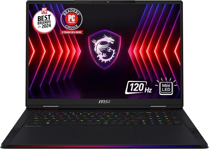 MSI Raider 18 HX 18” 120Hz UHD+ Gaming Laptop: Intel Core i9-14900HX, NVIDIA Geforce RTX 4090, 64GB DDR5, 2TB NVMe SSD, Cooler Boost 5, Win 11 Pro: Black A14VIG-255US