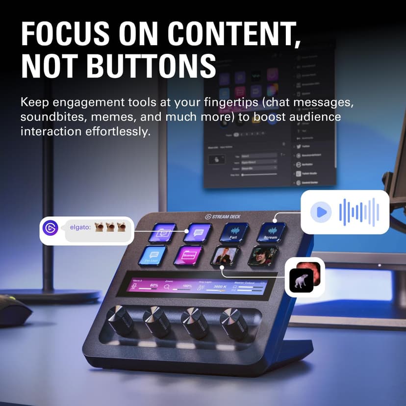 Elgato Stream Deck +, Audio Mixer, Production Console and Studio Controller for Content Creators, Streaming, Gaming, with customizable touch strip dials and LCD keys, works with Mac and PC