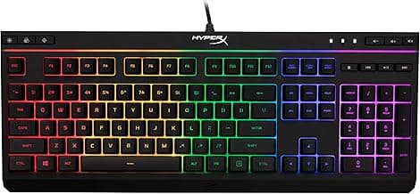 HyperX Alloy Core RGB – Membrane Gaming Keyboard, Comfortable Quiet Silent Keys with RGB LED Lighting Effects, Spill Resistant, Dedicated Media Keys, Compatible with Windows 10/8.1/8/7 – Black
