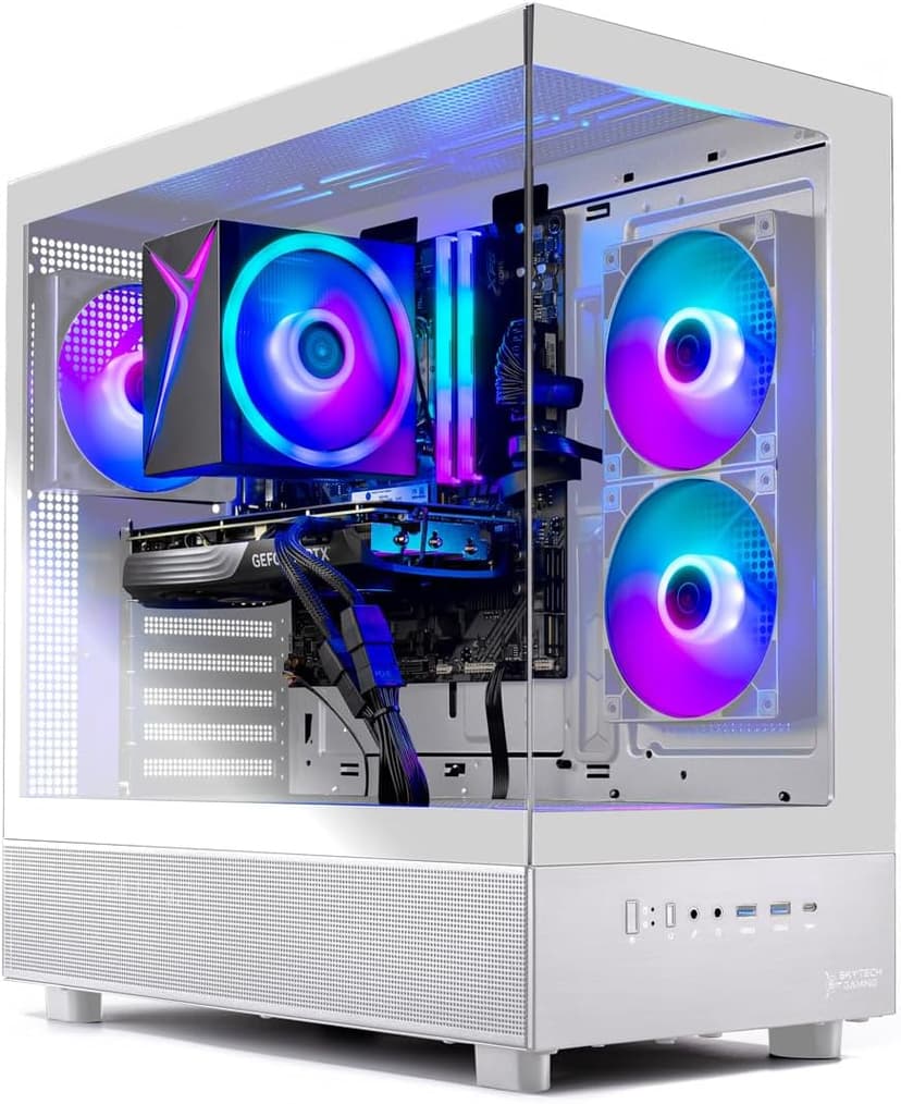 Skytech Azure Gaming PC Desktop, Ryzen 5 7600 3.8 GHz (5.1GHz Turbo), NVIDIA RTX 5060 8GB, 1TB NVMe SSD, 16GB DDR5 RAM 5200, 650W Gold PSU, Wi-Fi, Win 11