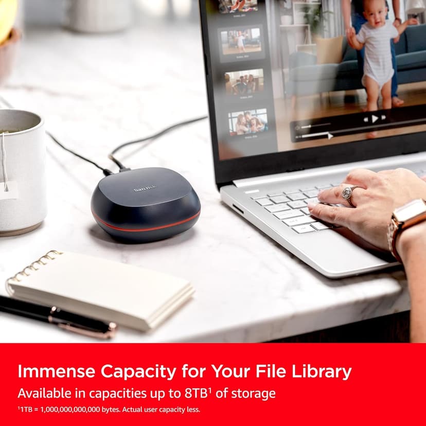 SanDisk 8TB Desk Drive SSD – Desktop External Solid State Drive, Up to 1000MB/s, USB-C, USB 3.2 Gen 2 - SDSSDT40-8T00-NA25​