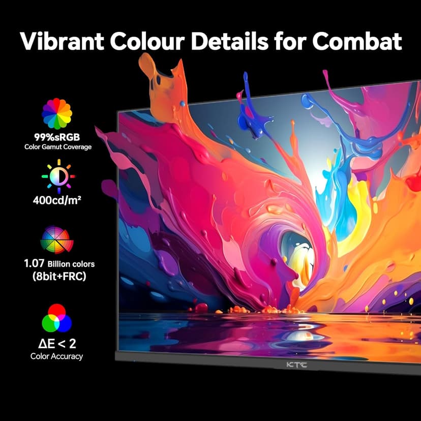 24 inch Gaming Monitor QHD 180Hz, Fast IPS 1440p Computer Monitor, Up to 185Hz, 1ms, G-Sync/FreeSync, HDR400, Height Adjustable, 2 x HDMI, 1 x DP H24T7