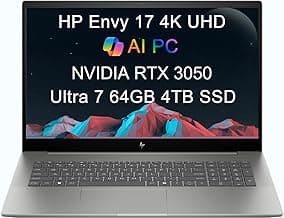 HP Envy 17 AI PC Laptop (17.3" 4K UHD (3840 x 2160), NVIDIA RTX 3050, Intel Core Ultra 7 155U (> i9-12900H), 64GB DDR5, 4TB SSD) for Business, Creator, Designer, IR Webcam, Wi-Fi 7, Win 11 Pro, 2025