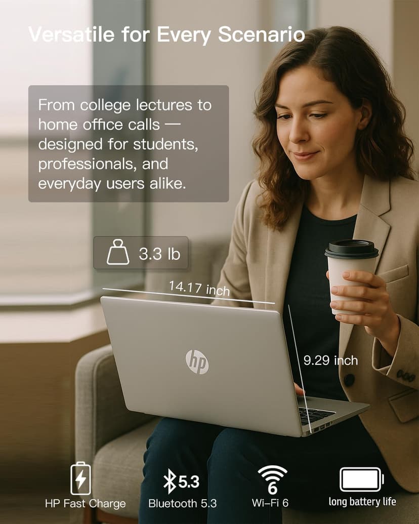HP 255-G10 Business Laptop Computer - w/Office Lifetime • 15.6" Full HD • Ryzen 3 7330U (up to 4.3 GHz) • Wi-Fi 6 -Windows 11 Pro, for Person Use or Work, Silver(64GB RAM, 2TB SSD)