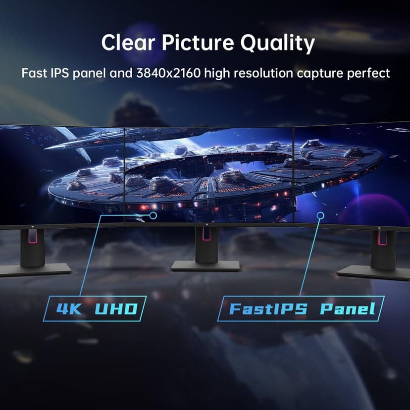 27 Inch 4K Gaming Monitor, UHD 160Hz/144Hz 1ms Fast IPS Monitor, Freesync/G-Sync, HDR400, 132% sRGB, HDMI DisplayPort, VESA, Tilt/Height/Pivot Adjustable, H27P22S