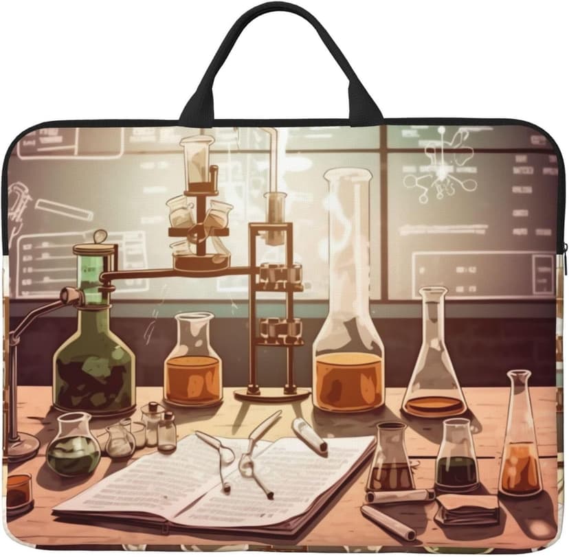 Chemistry Lab Laptop Case Sleeve 14 inch Shockproof Protective Notebook Case Travel Laptop Bag with Handle Waterproof Computer Cover Briefcase Handbags for Men Women