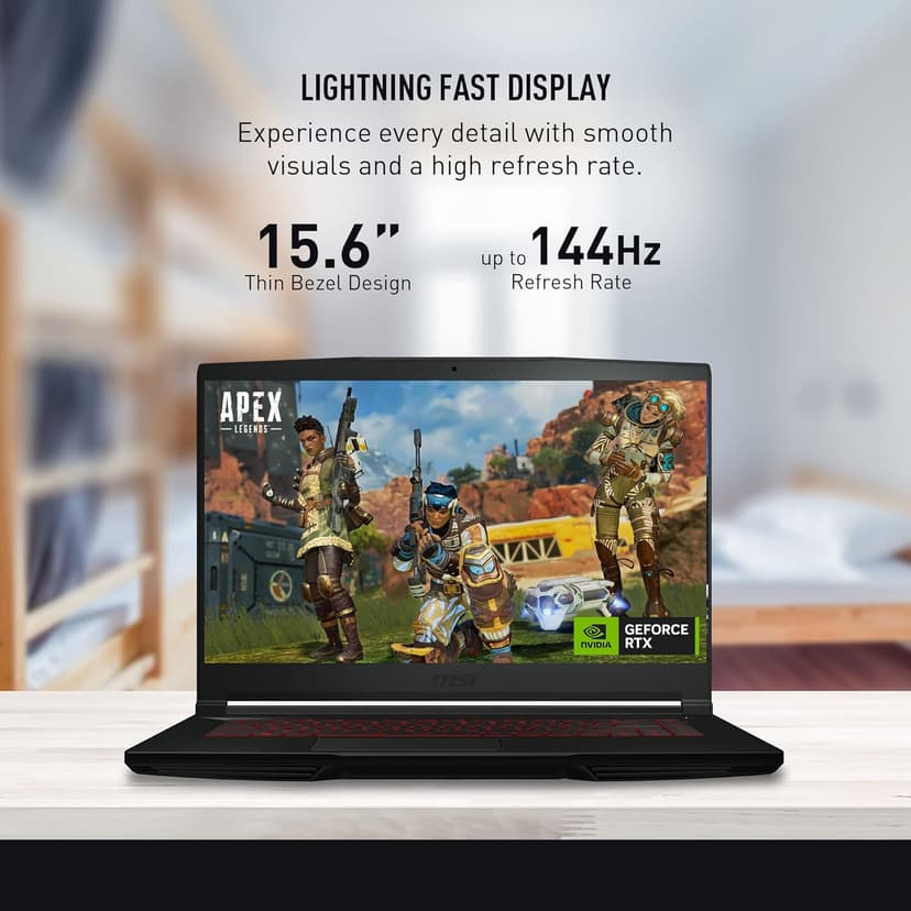 MSI Thin GF63 15.6" 144Hz Gaming Laptop: 12th Gen Intel Core i7, NVIDIA GeForce RTX 4050, 16GB DDR4, 512GB NVMe SSD, Type-C, Cooler Boost 5, Win11 Home: Black 12VE-066US