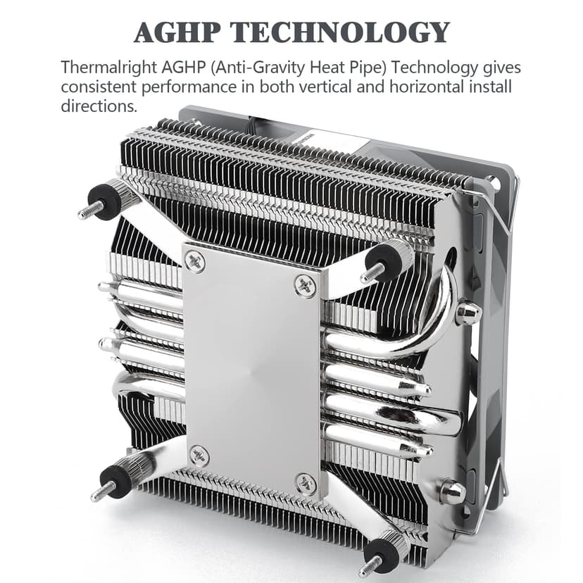 Thermalright AXP90-X53 Black Low Profile ITX CPU Air Cooler, 53mm Height, TL-9015B Slim PWM Fan ITX CPU Heatsink Cooler, AGHP Technology, for AM4/ AM5/Intel 1700/1150/1151/1200/1851(Black)