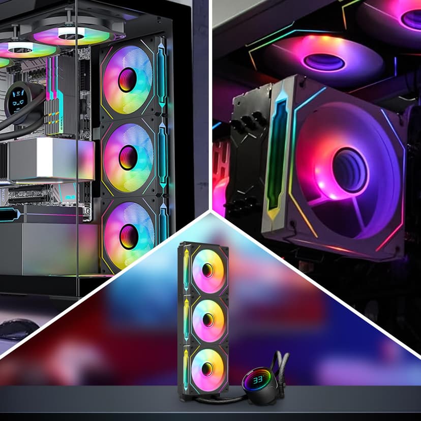 RGB Fans:5pack 120mm PWM ARGB Case Fan with Fan Hub and Remote,Speed Control,PWM Control Fan for Computer Case and Liquid Cooling System