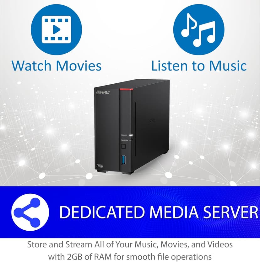 BUFFALO LinkStation 710 2TB 1-Bay NAS Network Attached Storage with HDD Hard Drives Included NAS Storage That Works as Home Cloud or Network Storage Device for Home