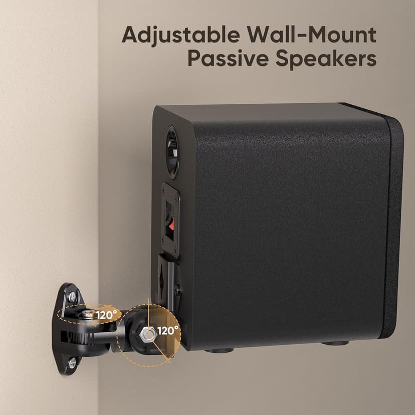 Saiyin Wall Mount Passive Speakers, Indoor Rear Surround Sound Speakers, Stereo Speakers for Midrange & High-Frequency, Passive Bookshelf Speakers for Home Theater, Receiver or Amplifer Required