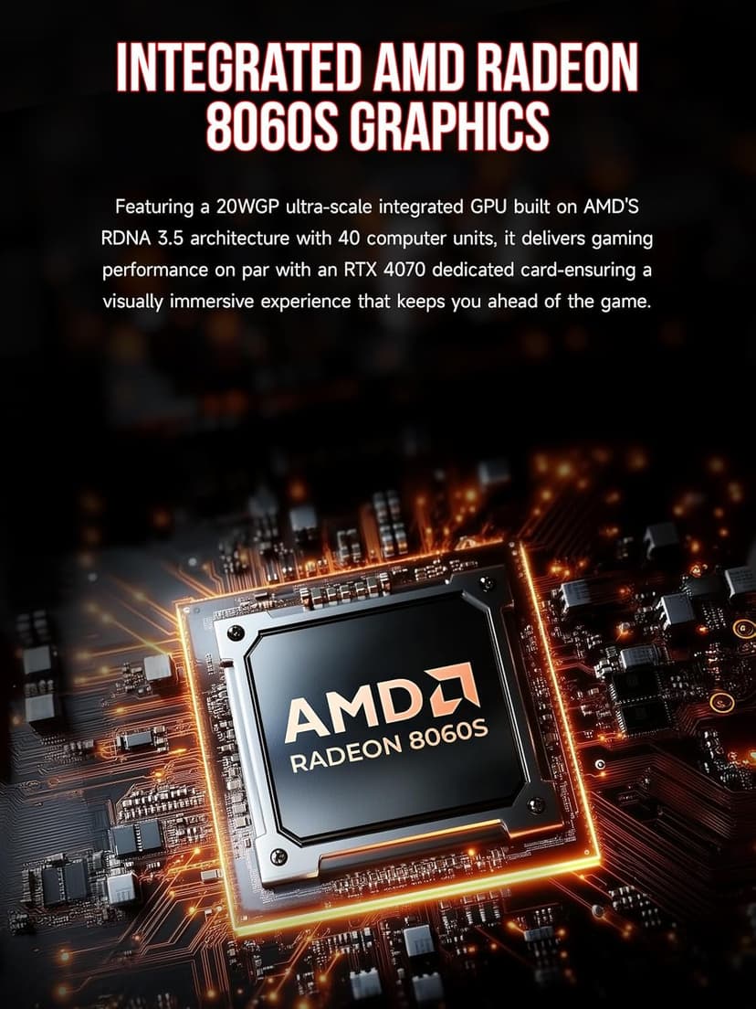 GMKtec EVO-X2 AI Mini PC AMD Ryzen Al Max+ 395 (up to 5.1GHz) Mini Gaming Computers, 64GB LPDDR5X 8000MHz (8GB*8) 1TB PCIe 4.0 SSD, Quad Screen 8K Display, WiFi 7 & USB4, SD Card Reader 4.0