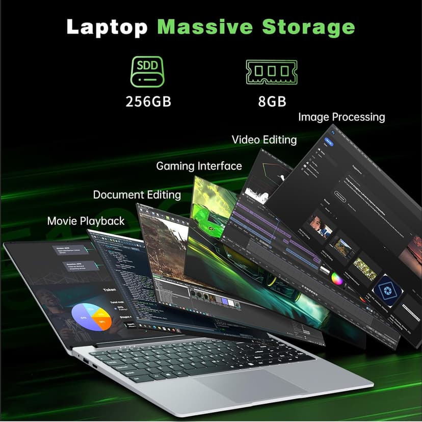 Gaming Laptop,15.6 inch Laptop,N4000 Processor 8GB RAM 256GB SSD,Notebook Computers Laptops 1920x1080 Display,WiF5 Mini HDMI,180 Angle Opening, Laptops for Students Business Work