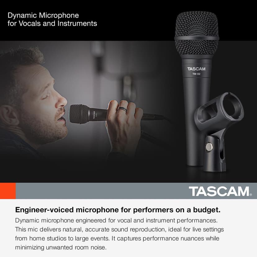 TASCAM TM-82 Dynamic Microphone for Vocals and Instruments