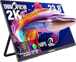 InnoView 23.8 Inch 2K 100Hz Large Portable Monitor ∆E<2 100% sRGB Fast IPS Portable Gaming Monitor QHD w/180° Adjustable Stand USB-C HDMI Laptop Monitor for PS5/4 Desktop MacBook Switch Xbox 2560X1440